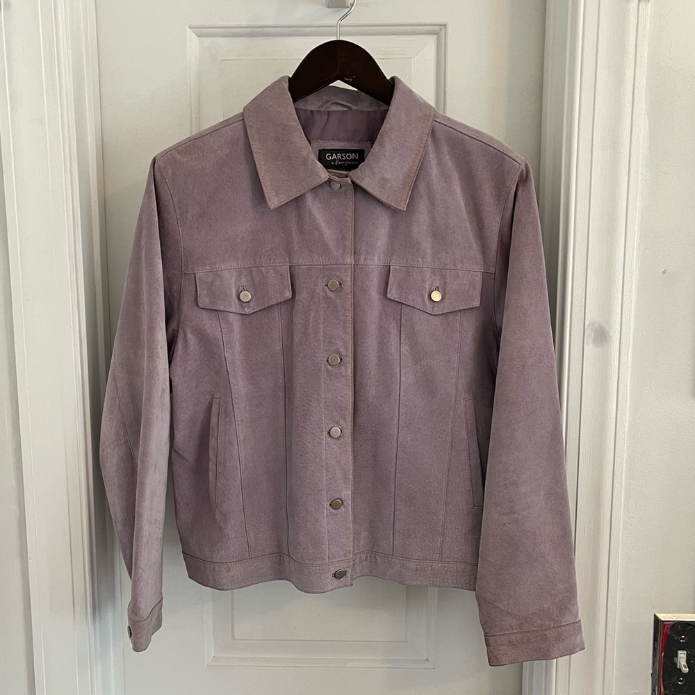 Garson‎ by Rem Garson Lavender Leather Trucker Jacket — Women’s XL (22.5×23.5)